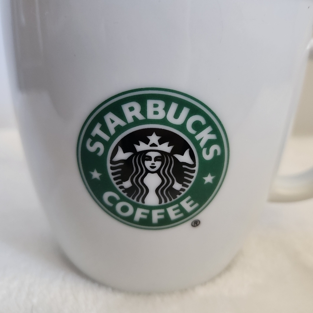 Starbucks 2007 White Green Black Logo Sturdy Coffee Cup Mug XL 14 Oz - Picture 2 of 11